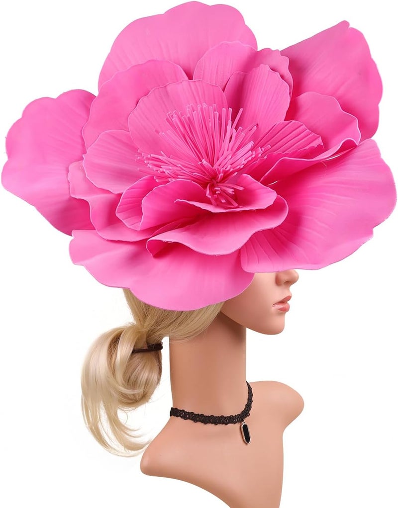 LDFWAY Large Flower Fascinators for Girls Women Tea Party Cocktail Headwear Derby Hats with Headband and Clip for Wedding - Image 5